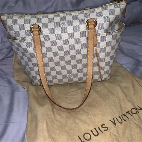 louis vuitton white checkered bag